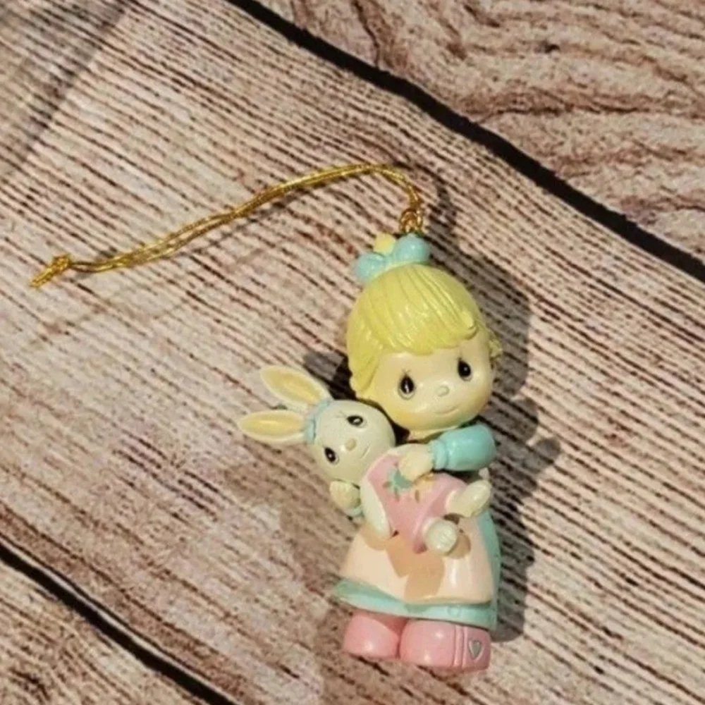 Vintage Precious moments winter wonderland girl bunny ornament